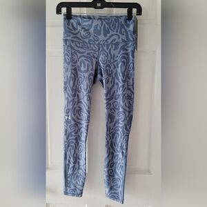 Under Armour Heatgear Blue Tonal Print Athletic Legging Pants, Size S